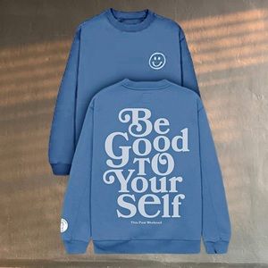 Theo Von Be Good to Yourself Pigment light blue crewneck sweatshirt RETIRED BGTY